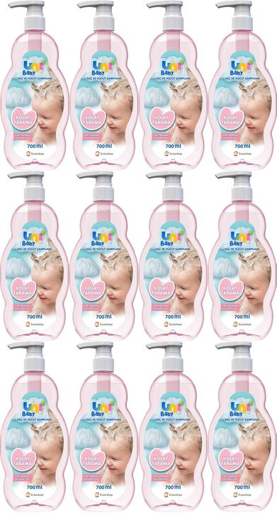 Bebek Kolay Tarama Saç ve Vücut Şampuanı 700ML Pompalı 12 Li Set