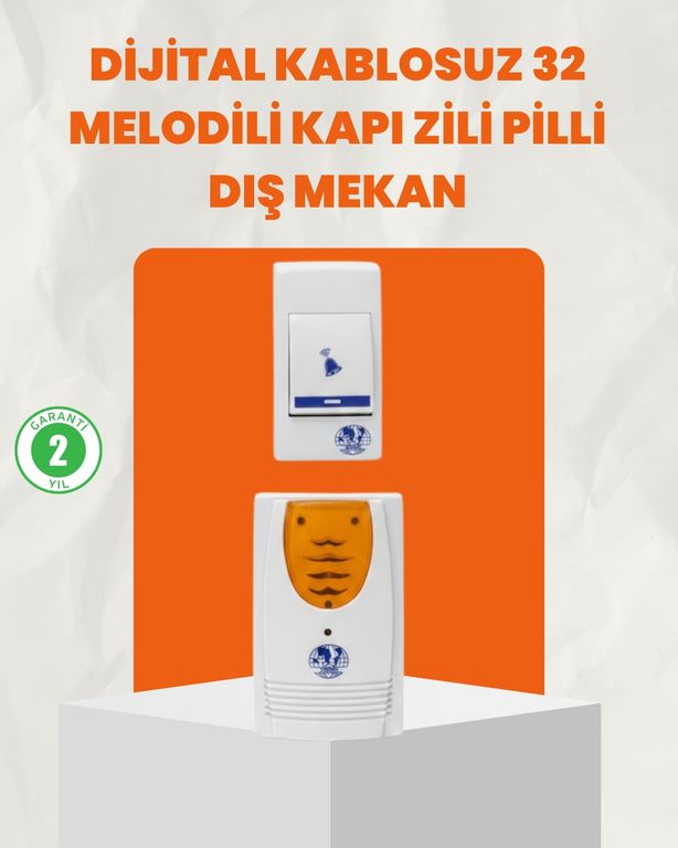 Beta Moda Hub TKNUCZZZ32MELODİLİKAPIZİLİ-2MKR Kablosuz Kapı Zili Ev Ve Ofis İçin Konforlu Çözüm