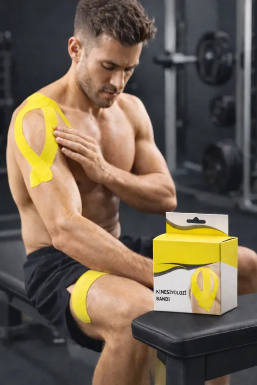 Beyaz Medikal 36d2376f-74f8-4880-a5e9-64ef8e90691e Kinezyo Bandı Spor Bandı Diz Omuz Bel İçin Esnek Kinesio Teyp Fizyoterapi Bandı 5Cm X 5M