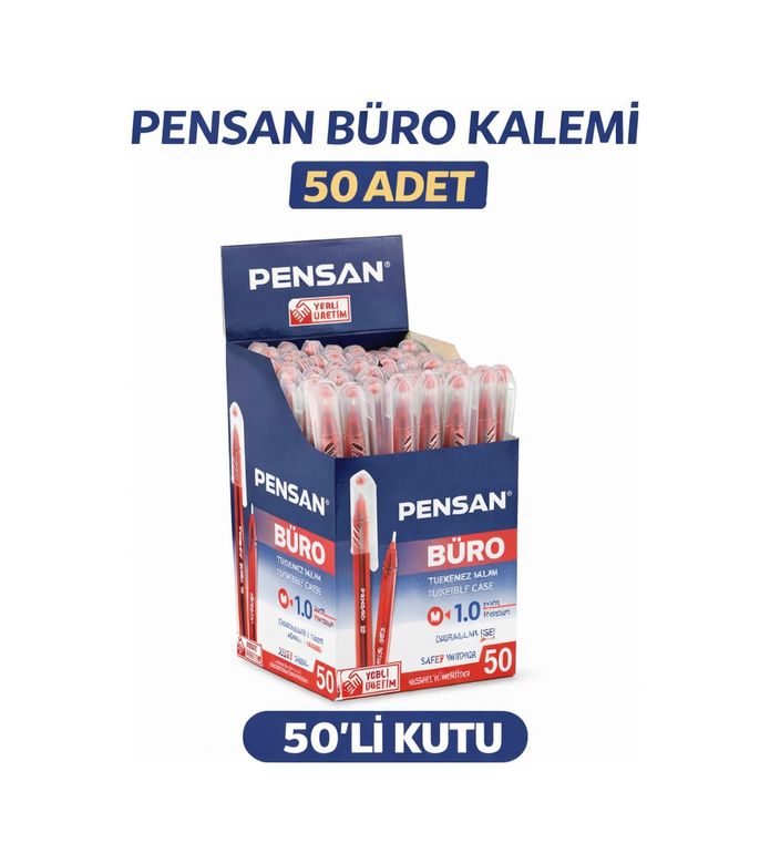 Bezos 3MTUzNTQ1Mzk2OA-BLNC Pensan Büro 2270 Kırmızı Tükenmez Kalem 1.0 Mm Medium Yerli Üretim 50 Adet Koyu Mavi