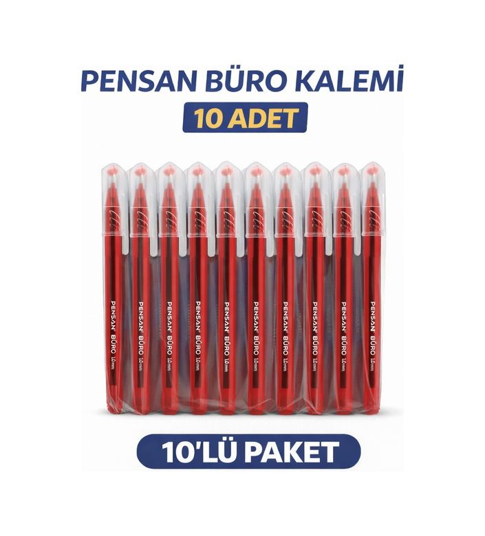 Bezos 3MTUzNTQxMzg5Mg-BLNC Pensan Büro 2270 Kırmızı Tükenmez Kalem 1.0 Mm Medium Yerli Üretim 10 Adet Koyu Mavi