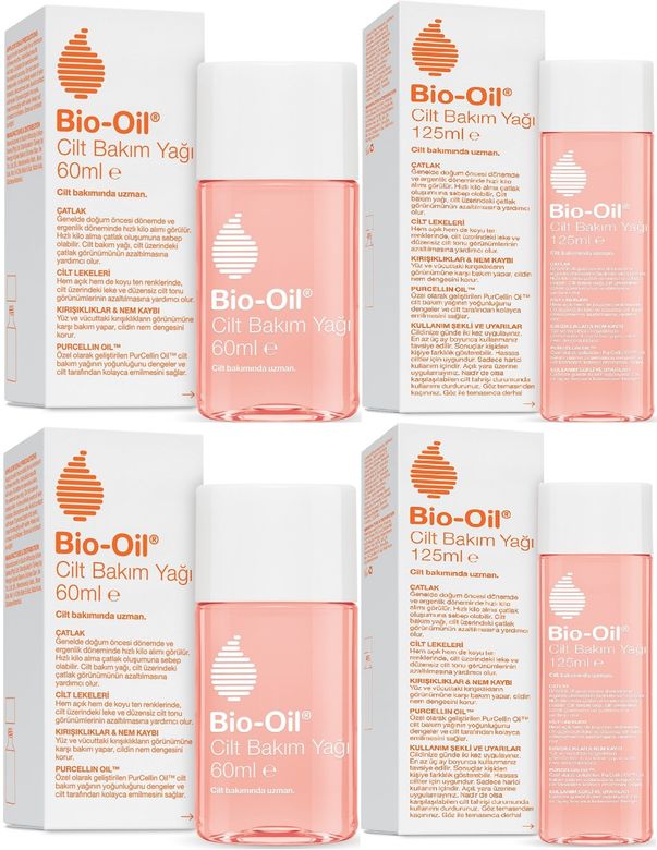 Bio-Oil Çatlak Oluşumunu Önleyici Cilt Bakım Yağı Karma 4 Lü Set 125ML+60ML (Yeni Formül)