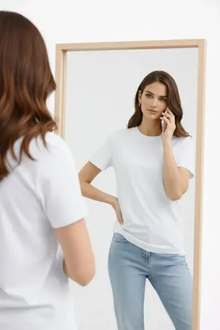 Bisiklet Yaka Tişört Regular Kalıp Basic Pamuklu Günlük Kullanım T-shirt - Beyaz - XL - Beyaz
