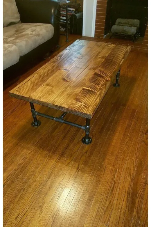 Blbndesign RafNo507 Dekoratif Borudan Ahşap Sehpa