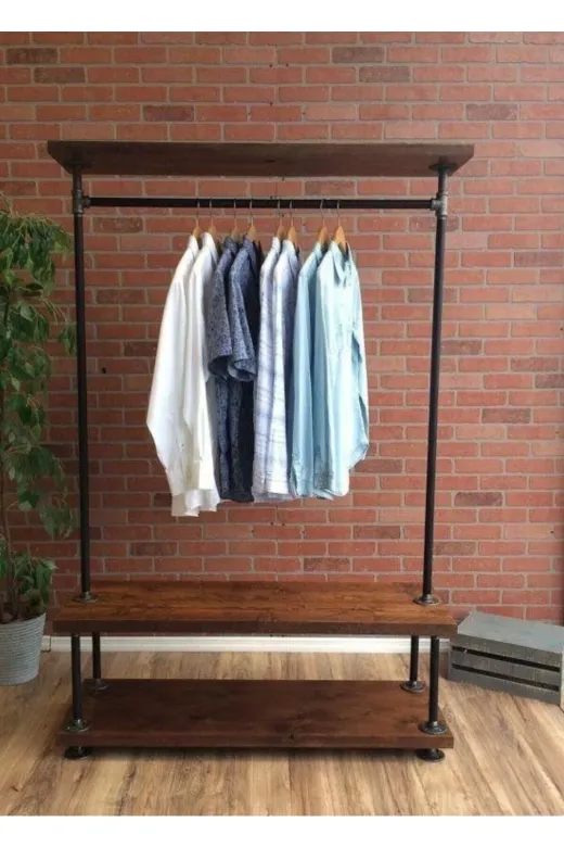 Blbndesign RafNo553 Dekoratif Borudan Raf Ve Askılık 75 Cm
