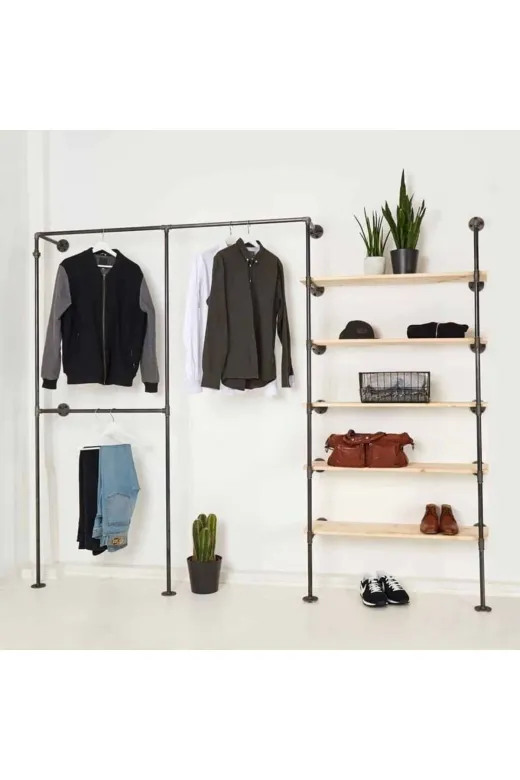Blbndesign RafNo600 Dekoratif Borudan Raf Ve Askılık 300 Cm