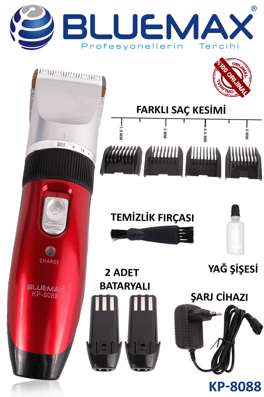 Bluemax Kp-8088 Şarjlı Profesyonel Saç Kesme Tıraş Makinesi