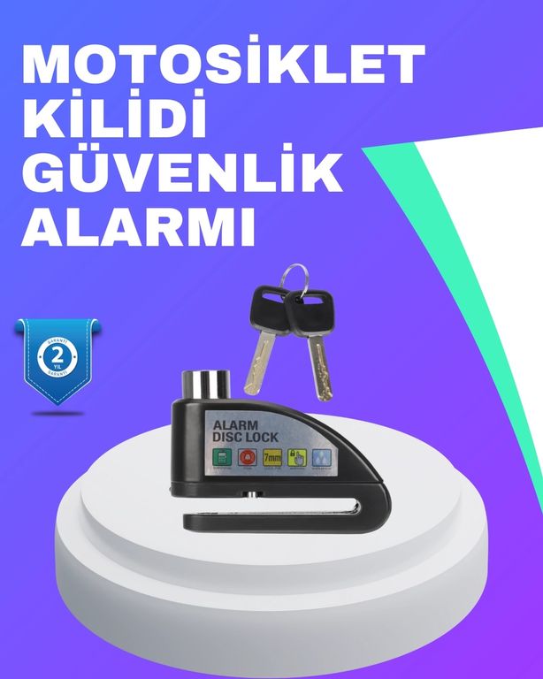 Brand TRİTHLTXUCZMOTORKİLİT-7-BLNCCC Su Geçirmez Alarm Disk Kilidi Motosiklet Scooter Bisiklet Güvenlik