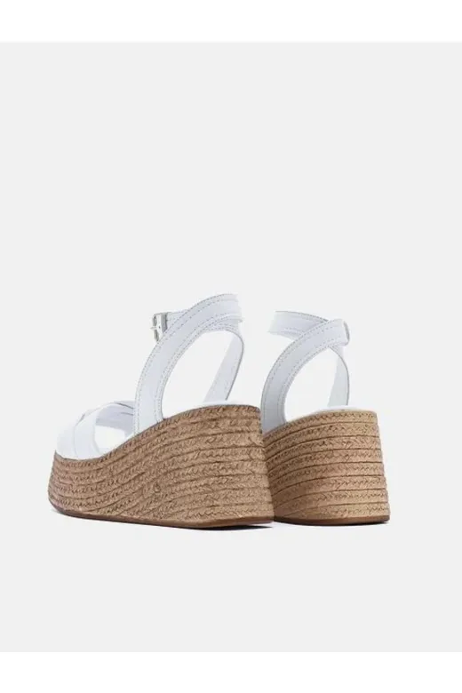 Butik sfk07 Noble Shoes Hakiki Deri Dolgu Topuk Sandalet