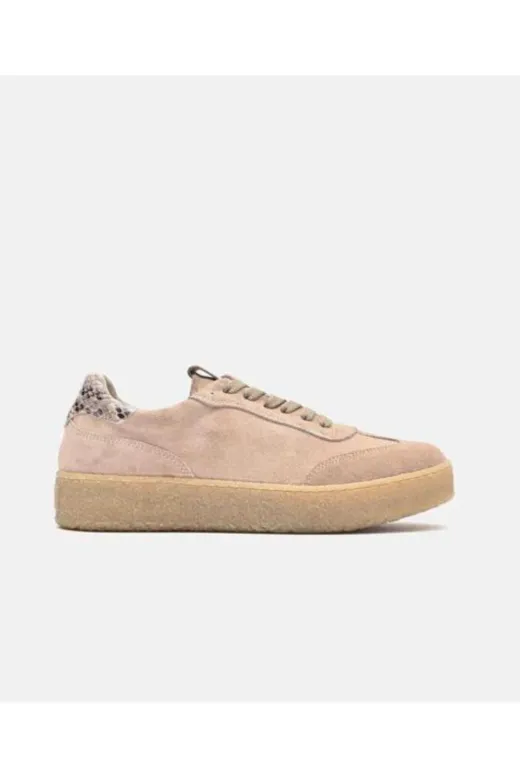 Butik SMT24 Noble Shoes Hakiki Deri Bej Süet Deri Kadin Sneaker