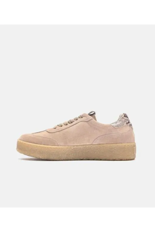 Butik SMT24 Noble Shoes Hakiki Deri Bej Süet Deri Kadin Sneaker