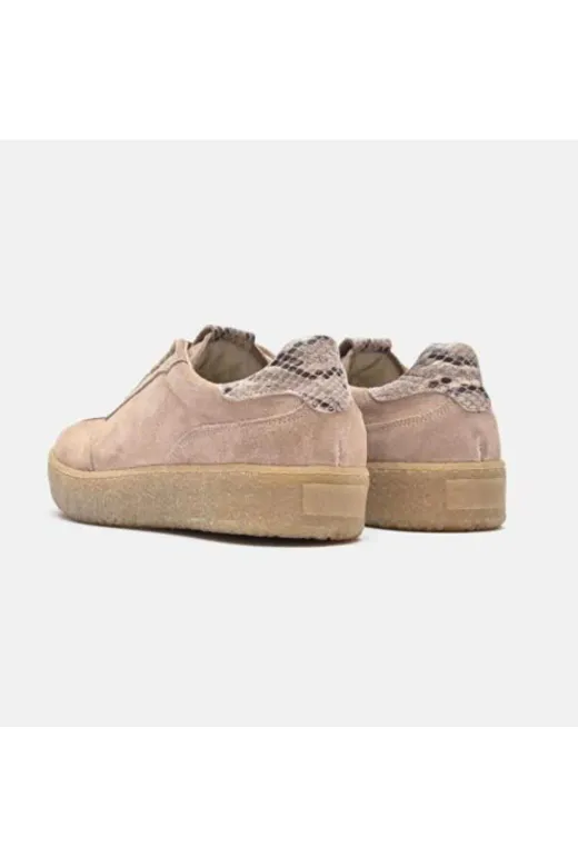 Butik SMT24 Noble Shoes Hakiki Deri Bej Süet Deri Kadin Sneaker