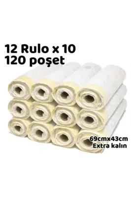 Büzgülü Çöp Torbası - 69cmx43cm - Kedi Kumu Poşeti 12x10 Toplam 120 Poşet