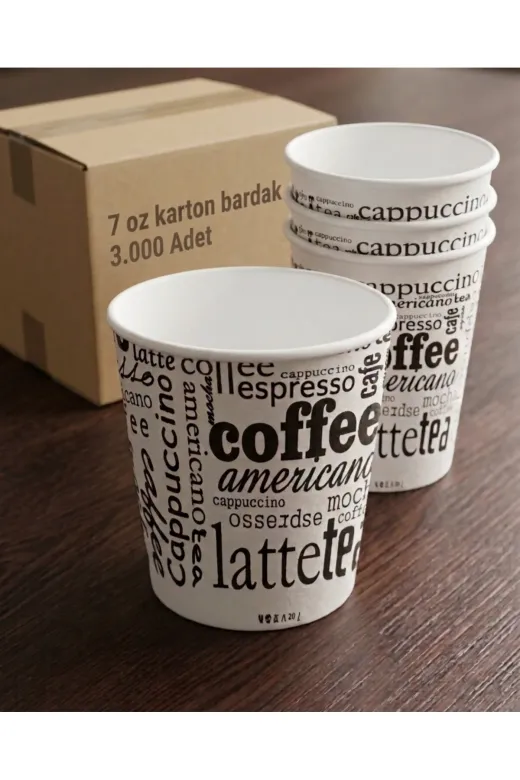 cancup karton bardak 016000 6000 Adet 7 Oz Karton Bardak Ekonomik Paket Tek Kullanımlık Kağıt Bardak Sıcak & Soğuk Uyumlu