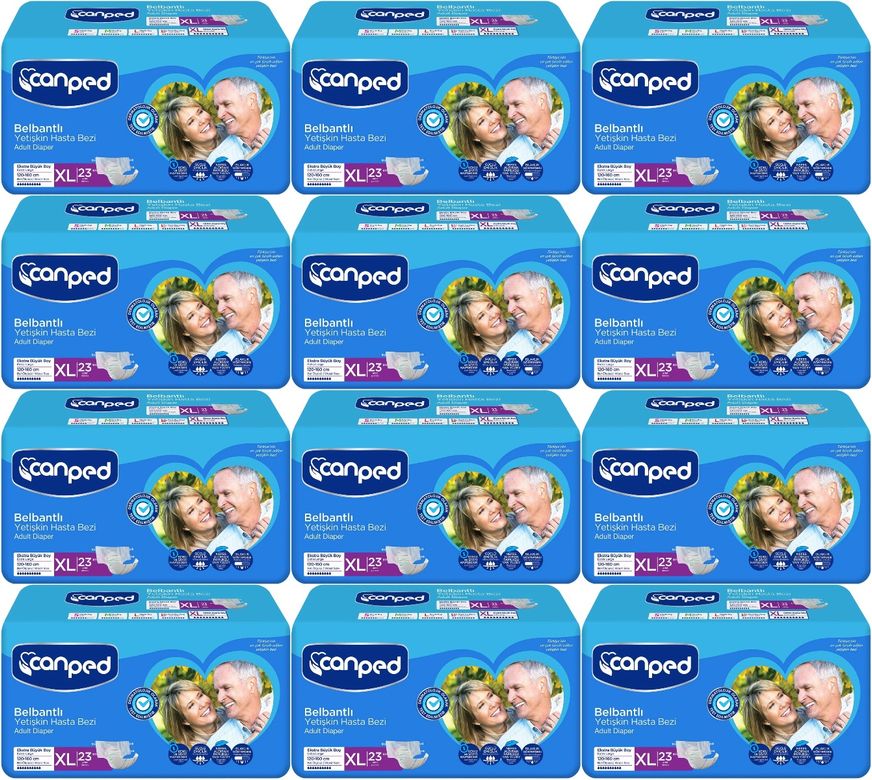 Canped Yetişkin Bezi Bel Bantlı Tekstil Yüzey XL - Ekstra Large - Extra Large 276 Adet