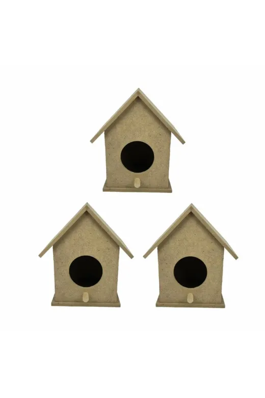 Cantayurdu Kus111 Küçük Boy Üçlü Boyanabilir Ahşap Kuş Evi 13X10 Cm
