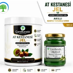 ÇareBurada At Kestanesi Jel 500 ml. & ÇareBurada Bamya Tohumlu Masaj Kremi 100 ml. | Ferahlatıcı Jel, Besleyici Masaj Kremi