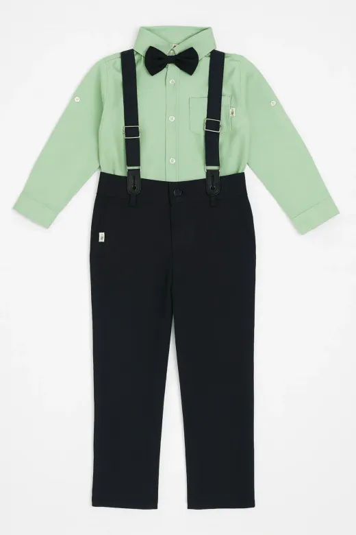 Casabony 4'lü Set Gömlek & Pantolon & Papyon & Askılık Erkek Çocuk Takım