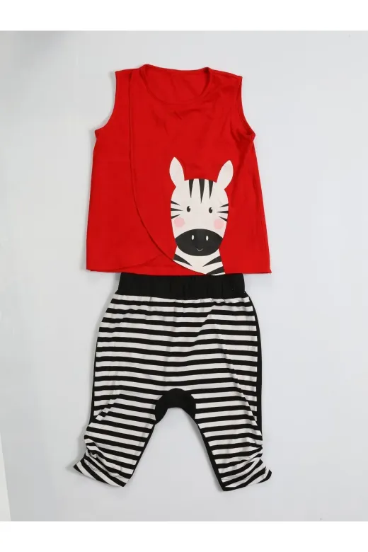 Casabony CS-24Y-060 Zebra Çizgili Baggy Kapri Takım