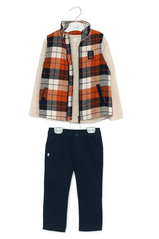 Casabony CS-25S-019 3'lü Takım Erkek Çocuk Yelek & Pantolon & Sweatshirt Takım