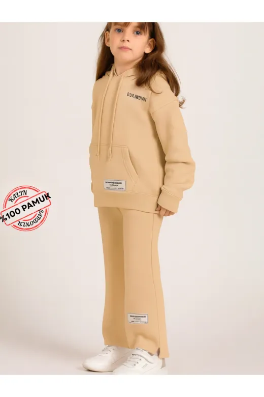Casabony CS-25S-053 %100 Pamuk Kız Çocuk Kapüşonlu Eşofman Takım