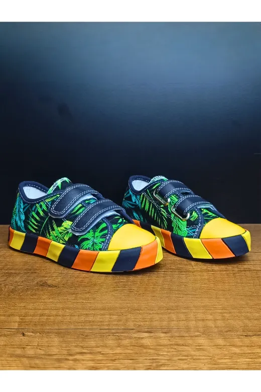 Casabony CS-25Y-017 Yaprak Desenli Kanvas Yazlık Erkek Çocuk Sneakers