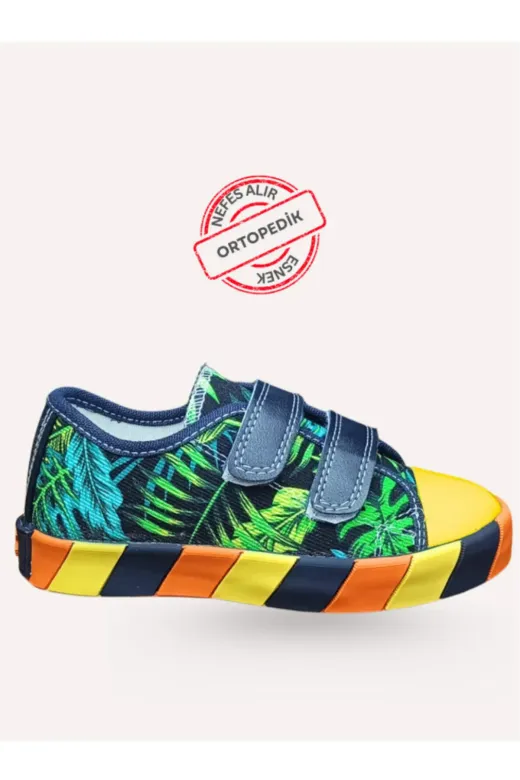Casabony CS-25Y-017 Yaprak Desenli Kanvas Yazlık Erkek Çocuk Sneakers