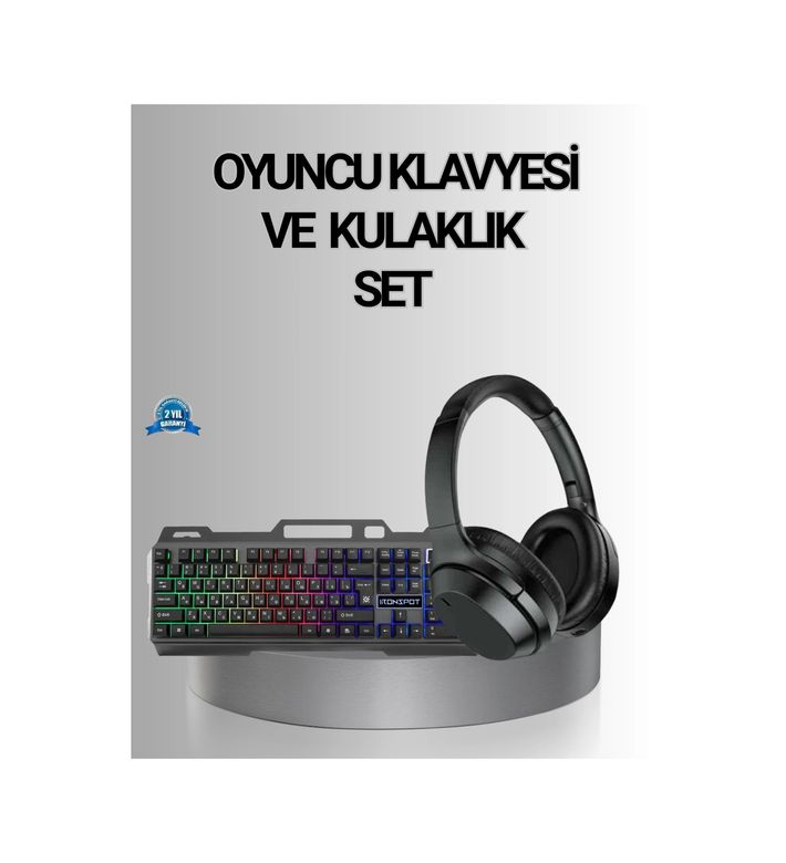 ÇAVDAR 116880305 Işıklı Oyuncu Klavye Mouse Ve Bluetooth Kulaklık Seti Türkçe Q Usb