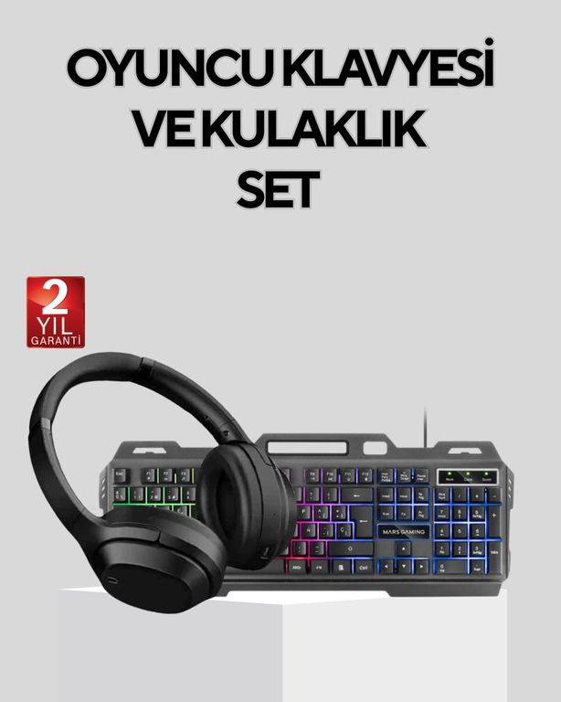 ÇAVDAR 116880319 Gaming Set Işıklı Klavye Mouse + Bluetooth 5.2 Kulaklık Oyuncu Paketi