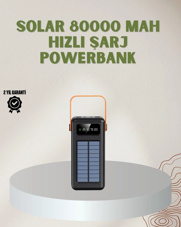 ÇAVDAR TKNUCZZZ2080POWERBANK-2MKR Powerbank Solar Fenerli Çoklu Kablolu Taşınabilir Şarj Aleti Diğer