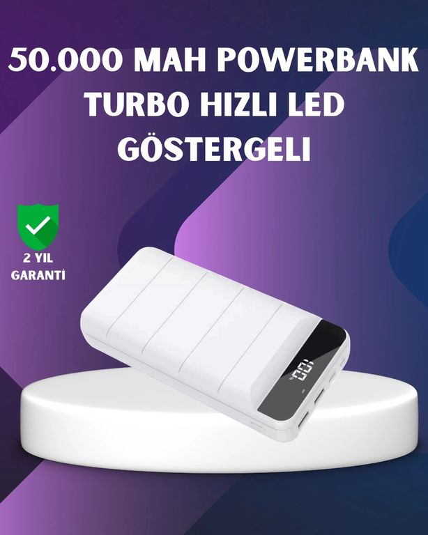 ÇAVDAR TKNXUCZZZ50000MAHPOWERBANKKKKKKMKR 50000Mah Yüksek Kapasiteli Powerbank Hızlı Şarj Ve Led Ekranlı Diğer