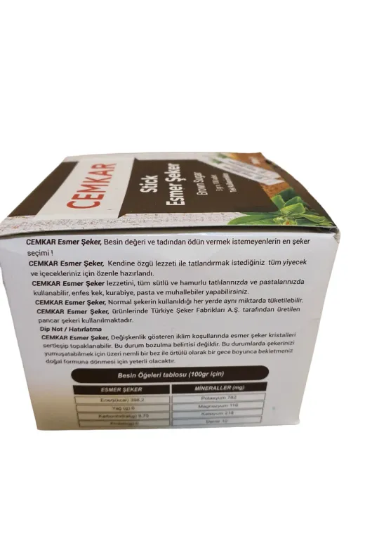 CEMKAR 78045641265 Esmer Stick Şeker 3Gr 100 Adet 36 Paket Koli