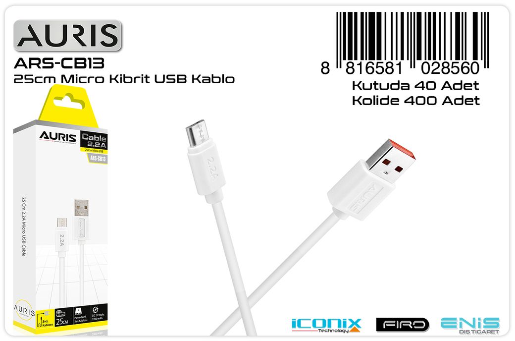 Ch-39 Ars-Cb13 25Cm Micro Kibrit Usb Kablo