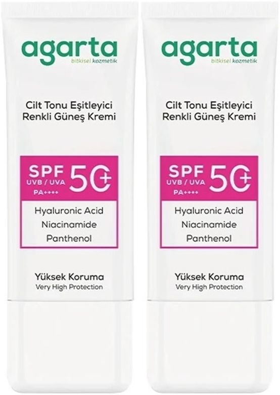 Cilt Tonu Eşitleyici Renkli Kapatıcı Etkili Spf+50 Faktör Güneş Kremi 50 ML (2 Li Set)