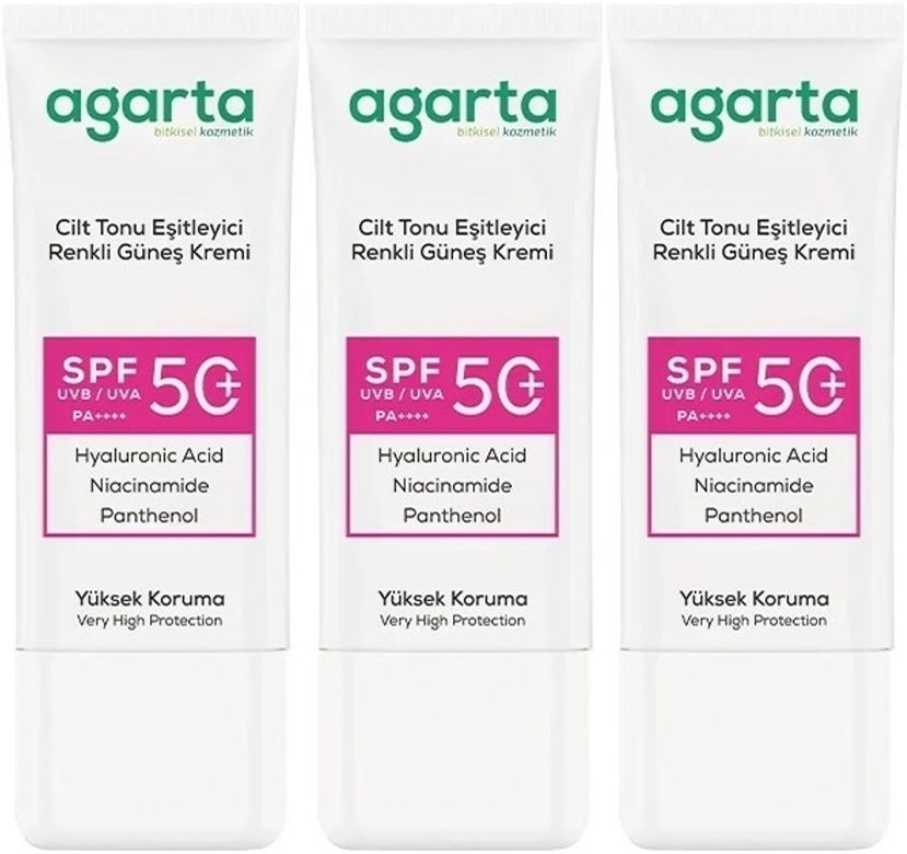 Cilt Tonu Eşitleyici Renkli Kapatıcı Etkili Spf+50 Faktör Güneş Kremi 50 ML (3 Lü Set)