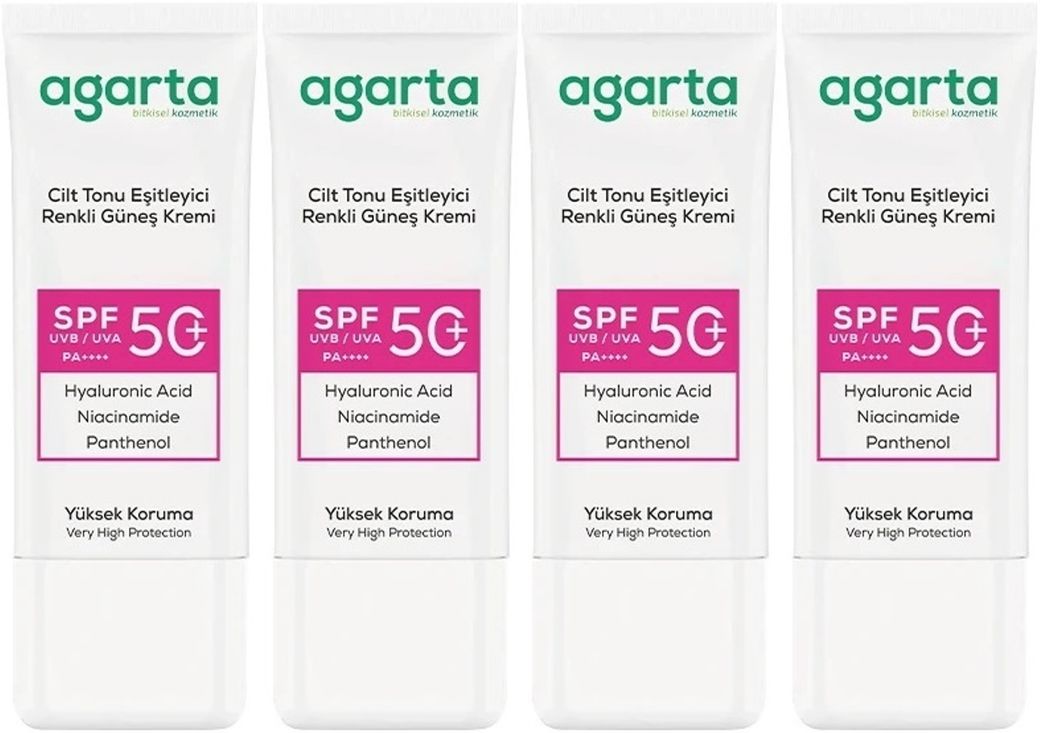 Cilt Tonu Eşitleyici Renkli Kapatıcı Etkili Spf+50 Faktör Güneş Kremi 50 ML (4 Lü Set)