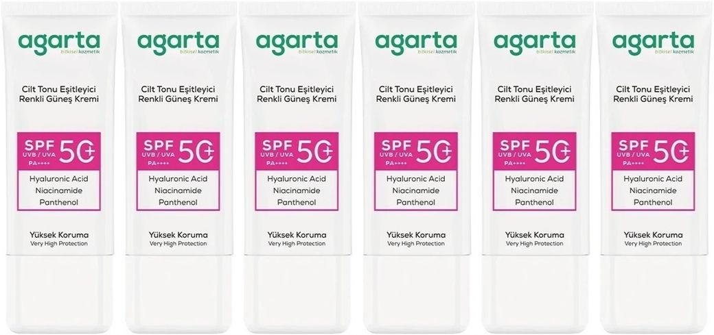 Cilt Tonu Eşitleyici Renkli Kapatıcı Etkili Spf+50 Faktör Güneş Kremi 50 ML (6 Lı Set)
