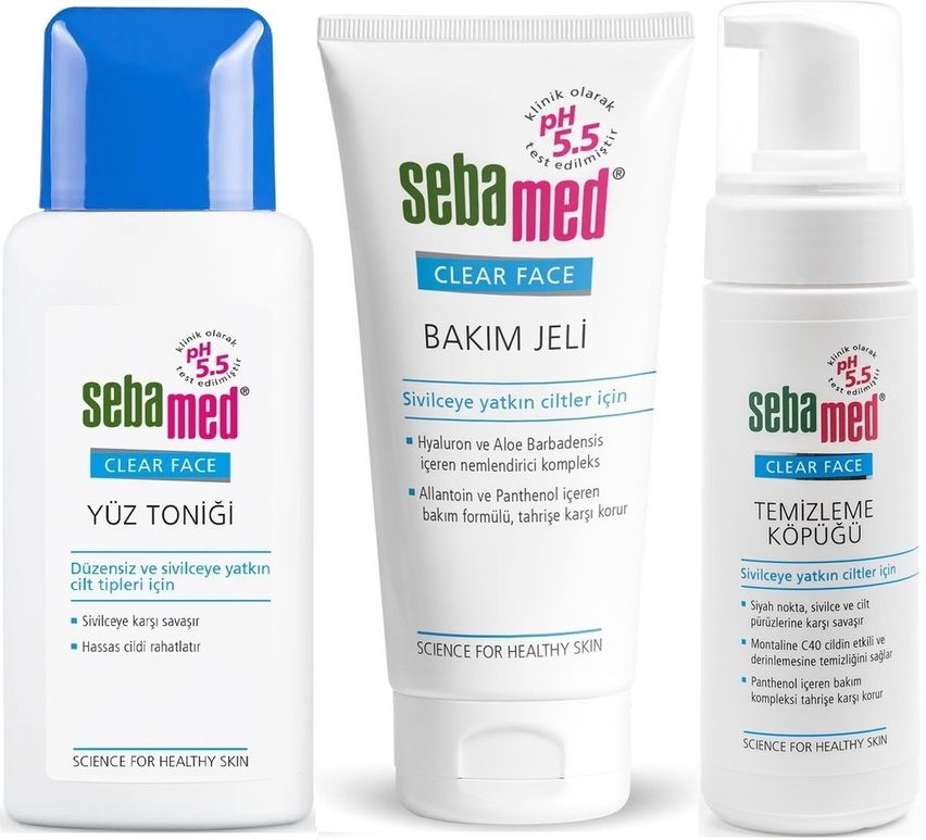 Clear Face Temizleyici Yüz Toniği + Bakım Jeli + Yüz Temizleme Köpüğü Top:350ML (Avantaj PK)