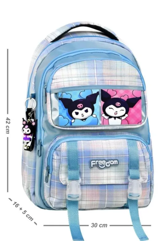 CNTLND-007 Sanrio Kromi Temalı Çok Bölmeli Ve Su Geçirmez Günlük Kullanım Lüx Sırt Çantası Ve Okul Çantası