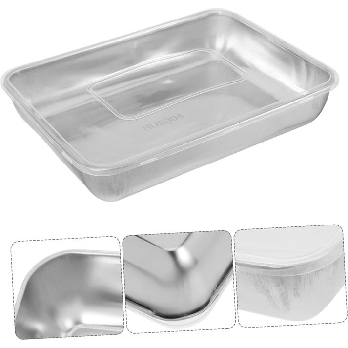 Çok Amaçlı Paslanmaz Çelik Fırın ve Saklama Kabı 25 x 20 x 5 Cm