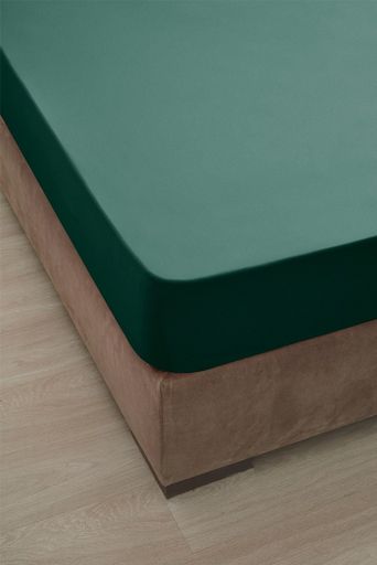 Colourist Fitted Lastikli Battal Çift Kişilik Çarşaf Seti (180x200)-Zümrüt Yeşili