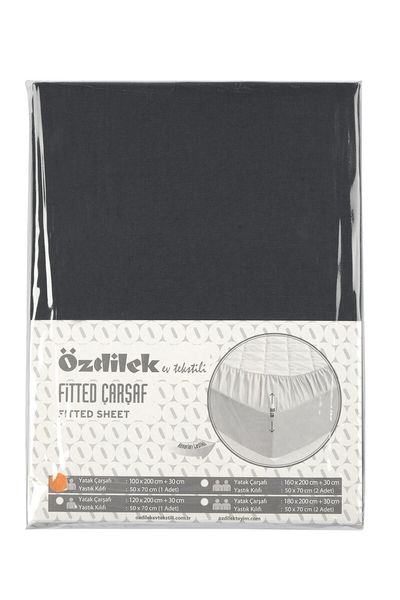 Colourist Fitted Lastikli Tek Kişilik Battal Çarşaf Seti (120x200)-Antrasit