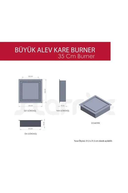 CopArt CBS38002 35 Cm Kare Büyük Alev Burner