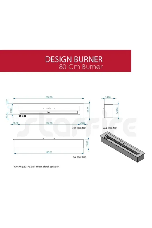 CopArt CBS38013 80 Cm Design Burner