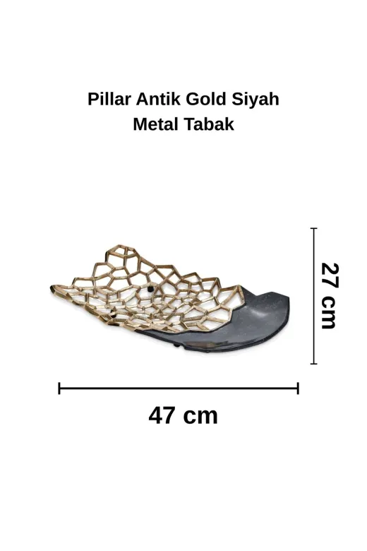 Cornella CR-1680 Pillar Antik Gold Siyah Metal Tabak