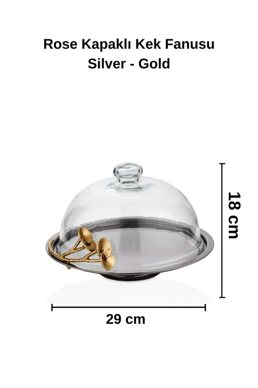 Cornella CR-1742 Rose Kapaklı Kek Fanusu Silver - Gold