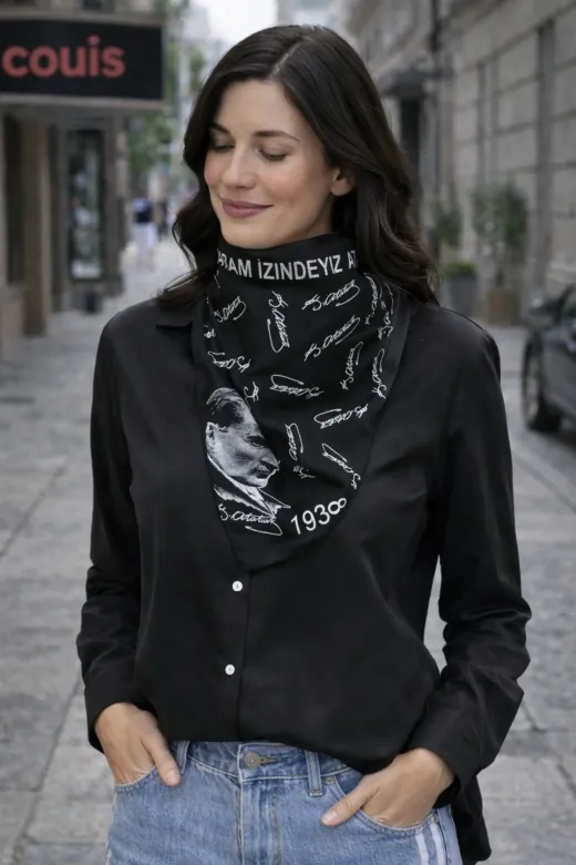 couis TYC769969BA61B6300 Mustafa Kemal Atatürk İmzalı Bandana Fular