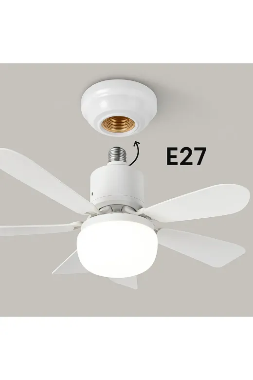 CT-1155 Karayel Fanlı LED Ampul 82W E27 Vantilatörlü Aydınlatma 3 Renk Dimmerli Beyaz Işık