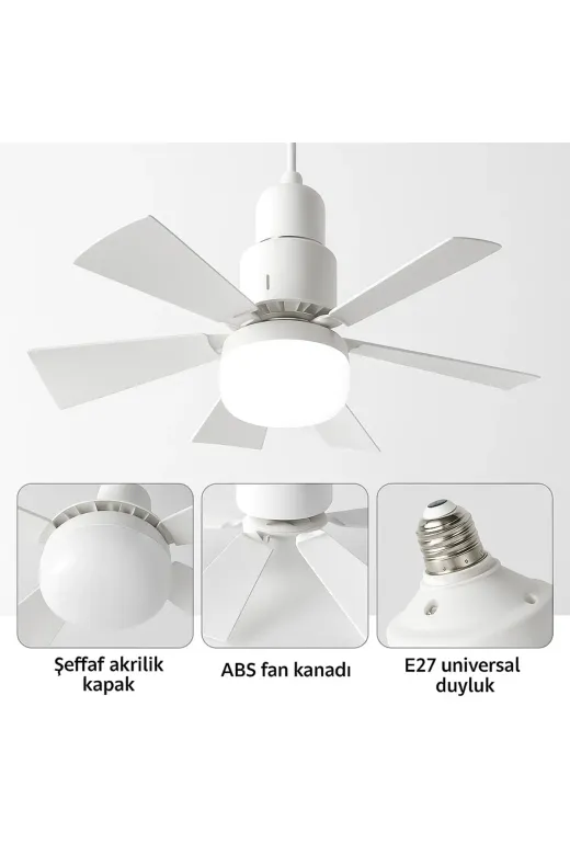 CT-1155 Karayel Fanlı LED Ampul 82W E27 Vantilatörlü Aydınlatma 3 Renk Dimmerli Beyaz Işık