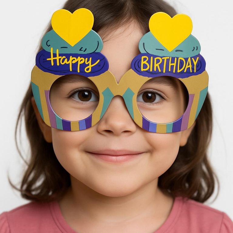 Cupcake Temalı Doğum Günü Renkli Karton Happy Birthday Gözlüğü 6 Adet 18